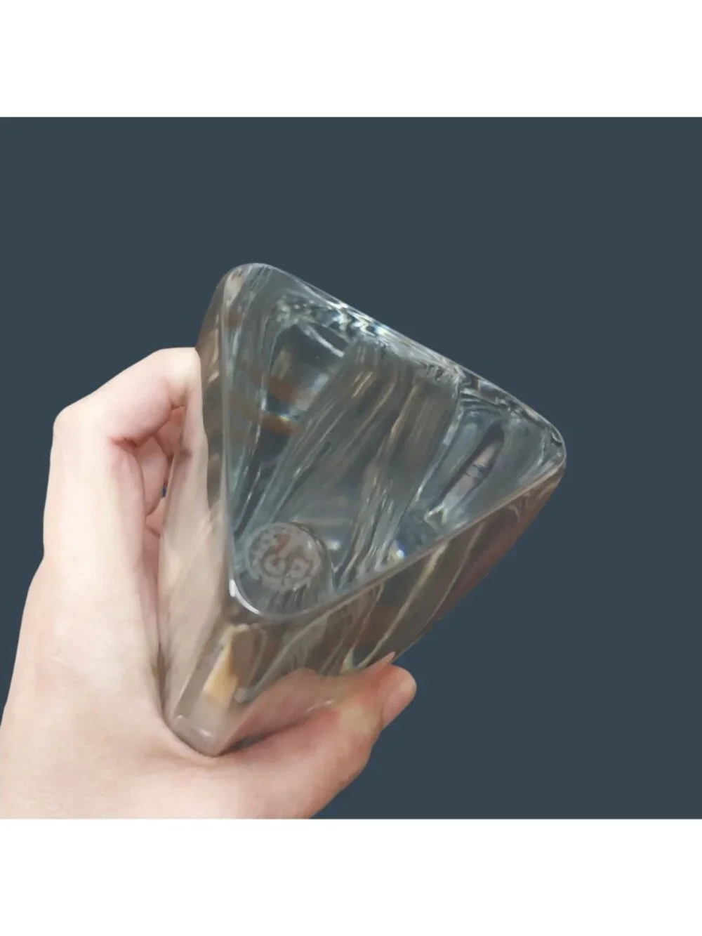 Baccarat Crystal Triangle Glass Decorative Sculpture Vase 13